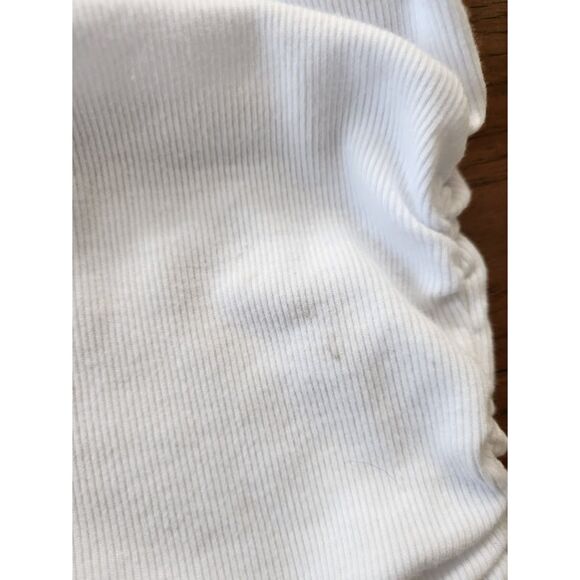 Michael Stars White Ruched Ribbed Cap Sleeve Top | Size L - Picture 8 of 9